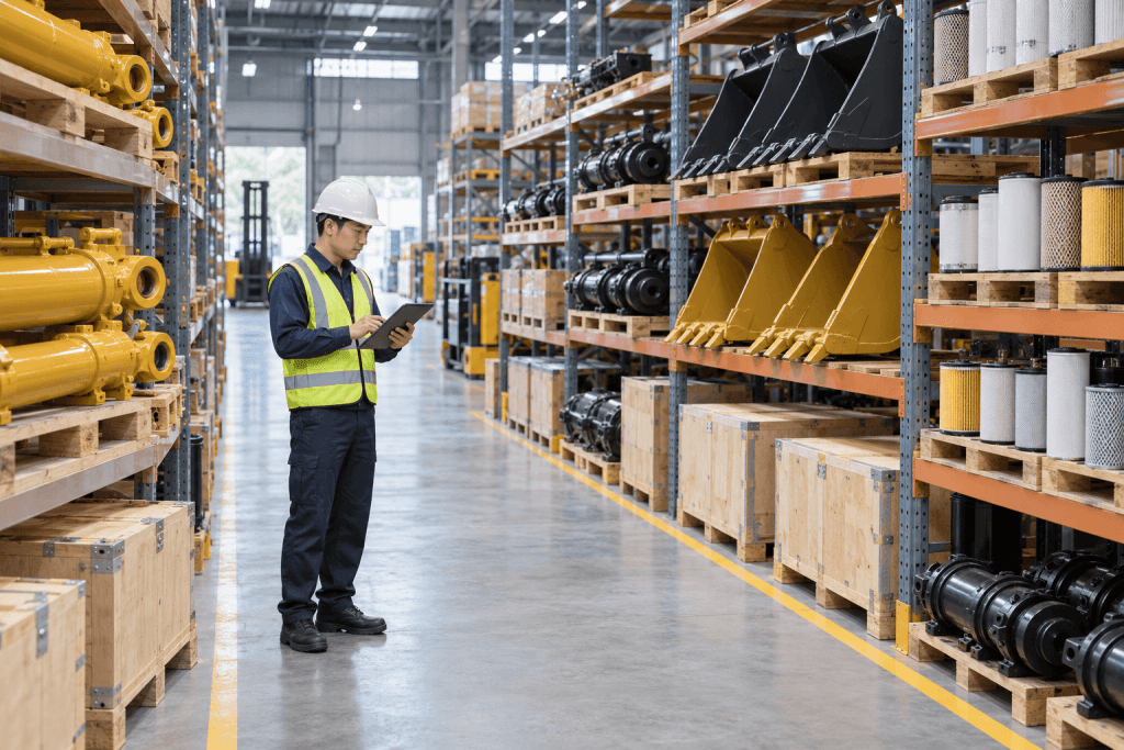 Tháo dỡ máy xúc cũ và phân loại các bộ phận còn giá trị sử dụng